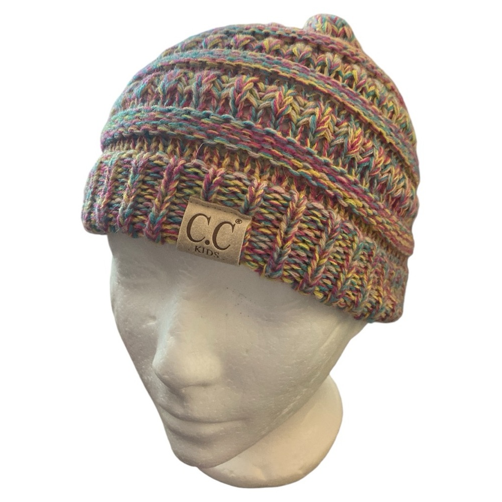 C.C Kids' Cute Warm and Comfy Children's Knit Ski Beanie Hat with Pony Tail Hole